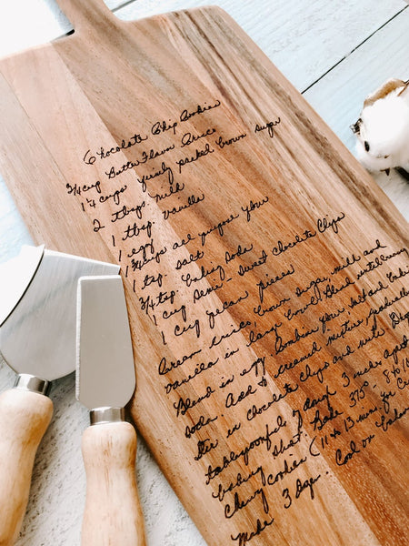 Engraved Handwritten Recipe Cutting Board