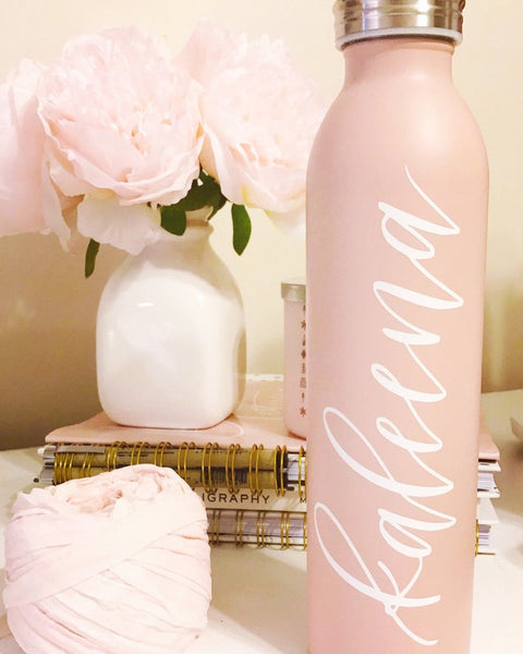 Personalized Blush Pink Water Bottle